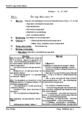 Bài giảng Tiết 1  Ôn tập đầu năm môn hóa 11